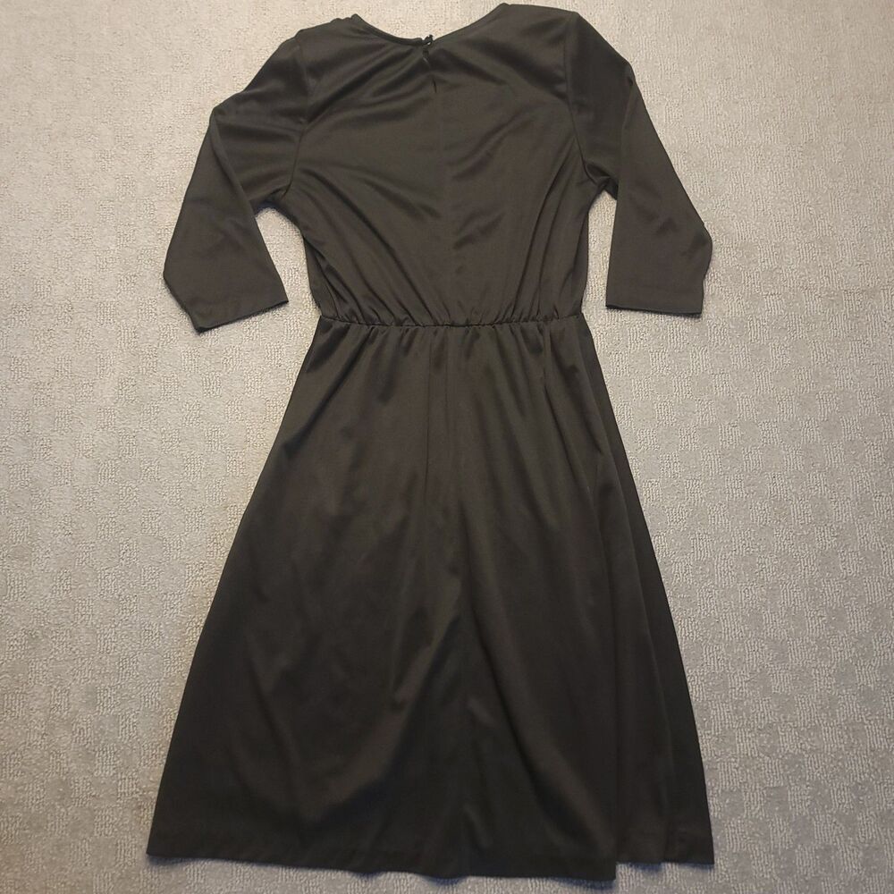 Blair Womens 8P Dress Black Stretch Waist 3/4 Sleeve Pullover  Vintage - Picture 2 of 7